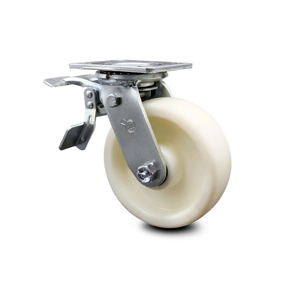 6 Inch Nylon Swivel Caster with Ball Bearing and Total Lock Brake